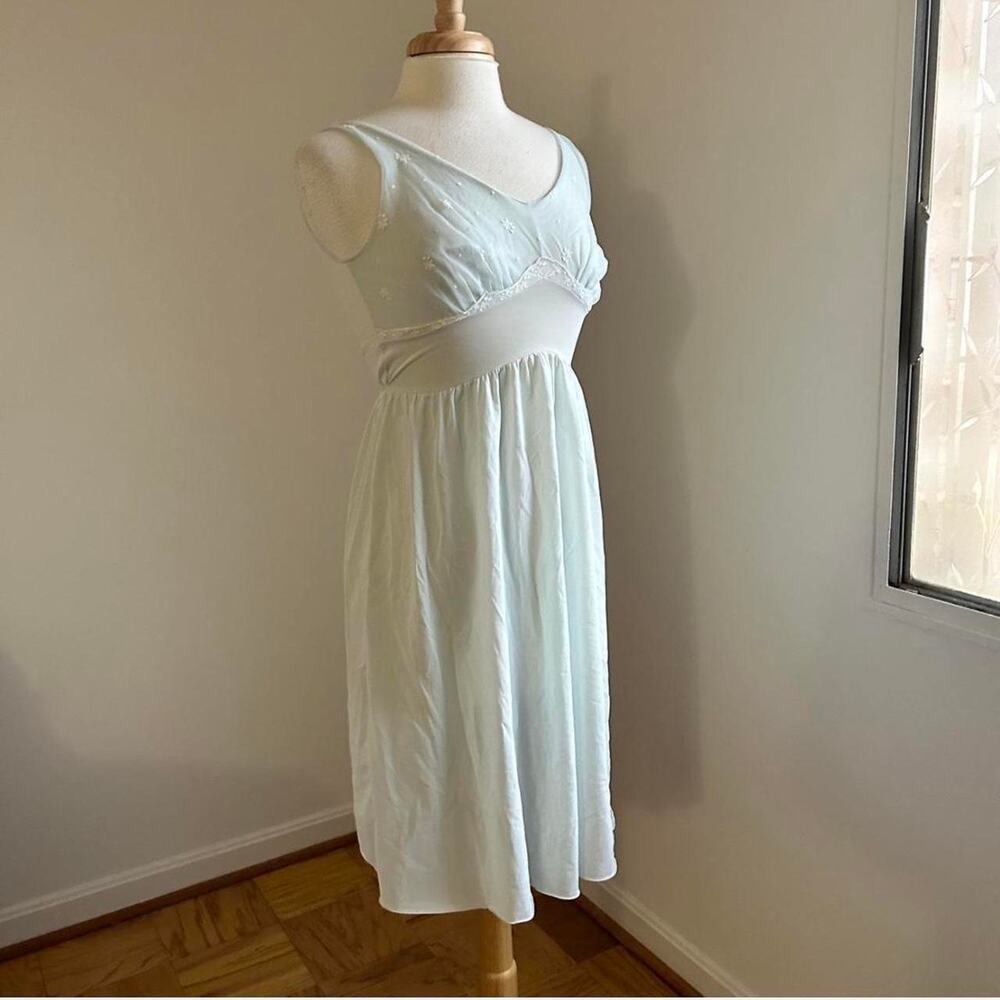Vintage light blue semi sheer lingerie slip dress